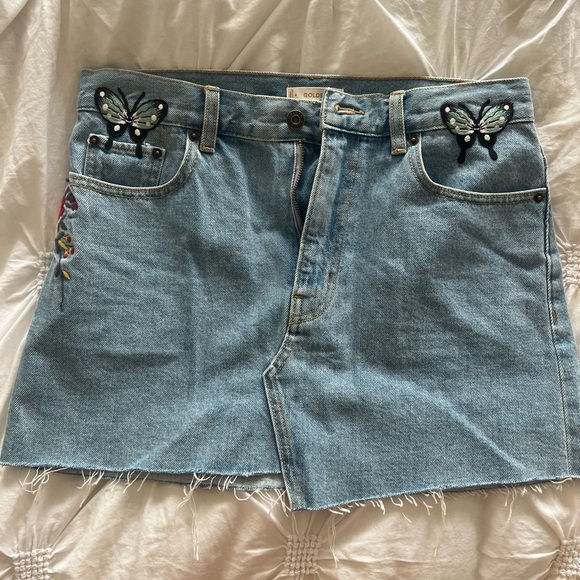 TNA Golden embroidered denim skirt - Picture 3 of 7